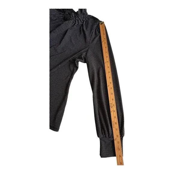 Adrianna Papell Ruffle‎ Neck  Top Women's Size L Large Pindot Black White - Picture 12 of 14